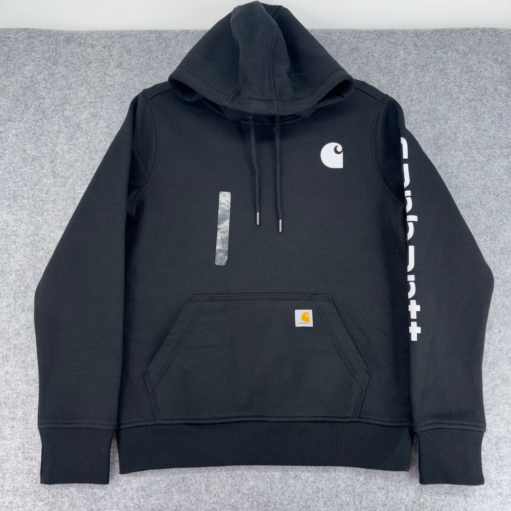 Carhartt Womens Black Relaxed Fit Graphic Sleeve Hoodie XS 102791-001 NWT